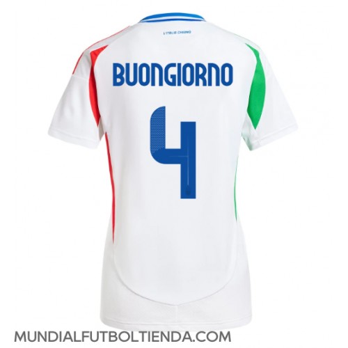 Camiseta Italia Alessandro Buongiorno #4 Segunda Equipación Replica Eurocopa 2024 para mujer mangas cortas